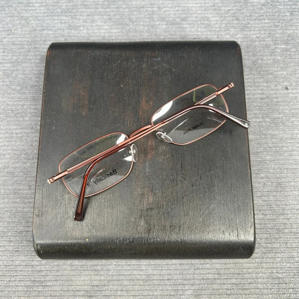 Basically It Y2k Eyeglasses Frames Burgundy Rectangular Nickel Free 50-19-140 C1